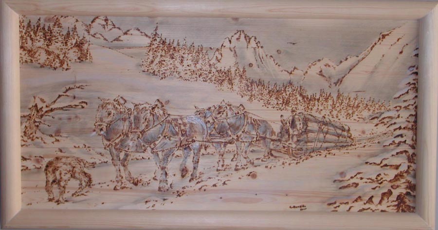 Traino di legname sulle montagne