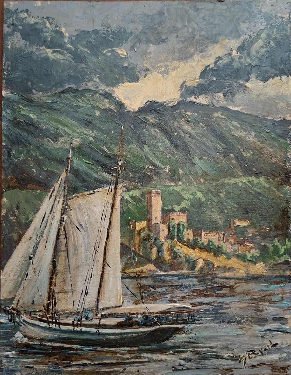 Scorcio di Malcesine con veliero